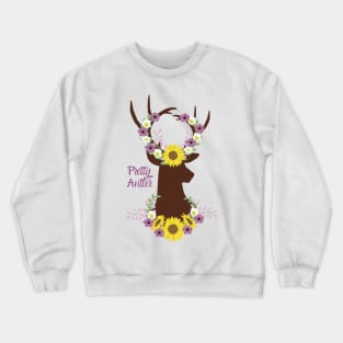 Pretty Antler - Deer Sunflower Crewneck Sweatshirt